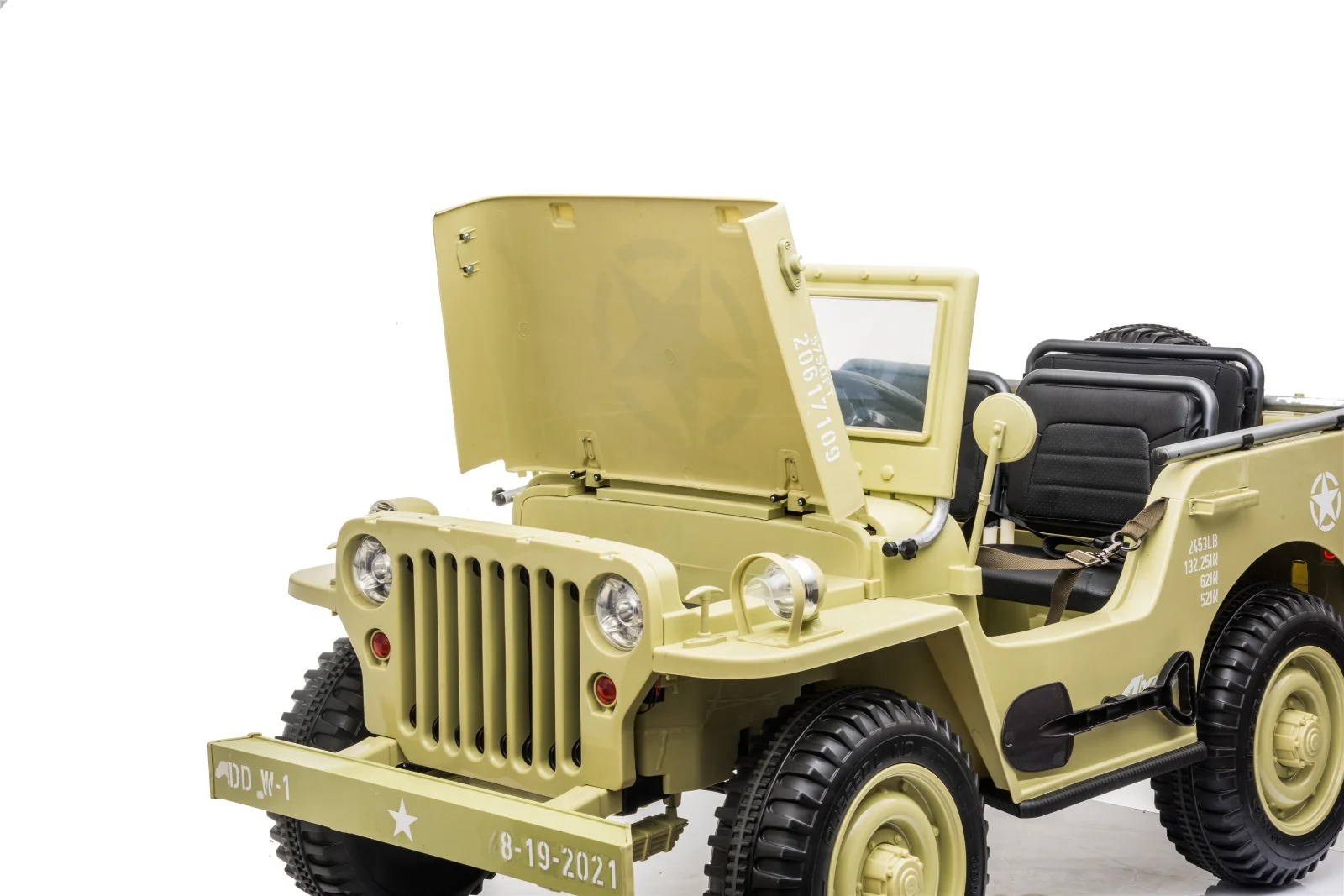 24V X 14 AH  4WD Willys Jeep for Kids 3 Seater Military Jeep - Olive Green Pre-Order ETA 25th April 2026 - Image 7