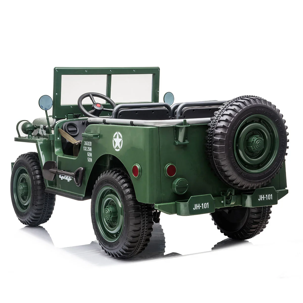 24V X 14 AH 4WD Willys Jeep for Kids 3 Seater Military Jeep - Green Pre-Order ETA 25th April 2026 - Image 6