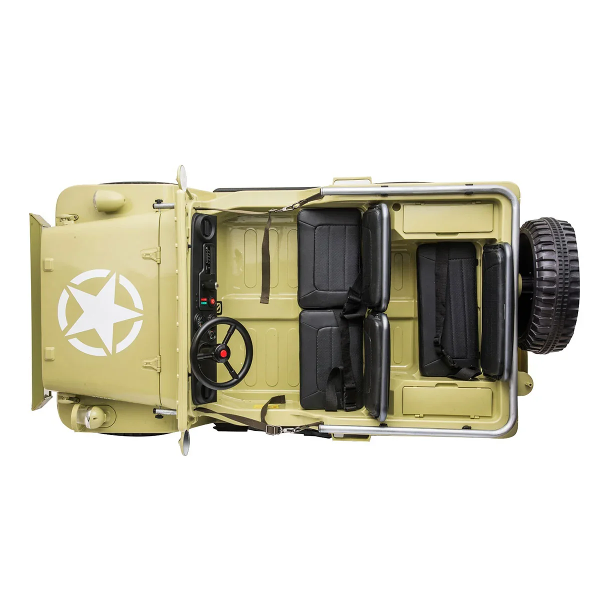 24V X 14 AH 4WD Willys Jeep for Kids 3 Seater Military Jeep - Green Pre-Order ETA 25th April 2026 - Image 8